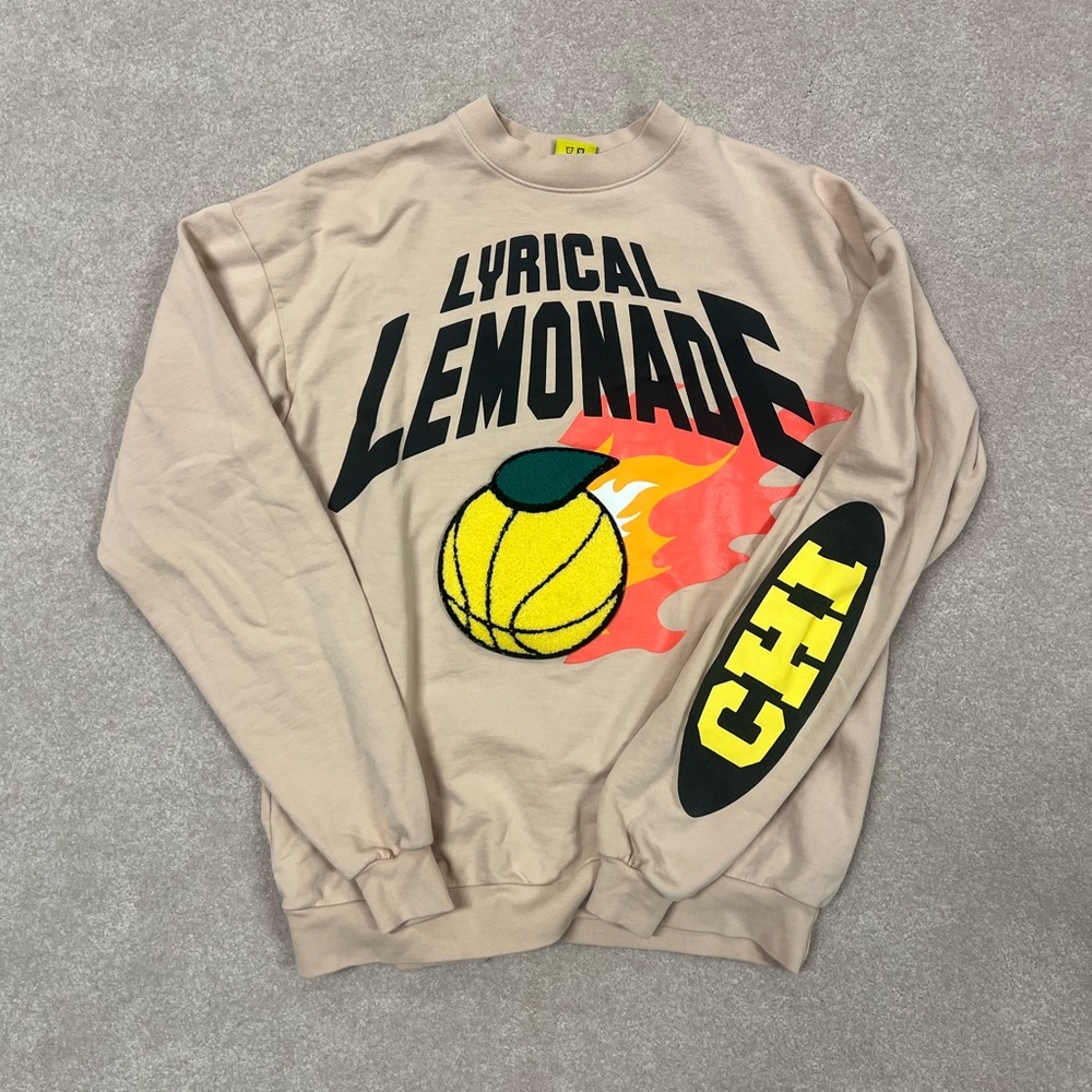 Lyrical Lemonade Crewneck Light Pink Beige Flame Lemon Basketball Pullover